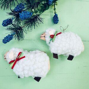Vintage Sheep Christmas Tree Ornaments Xmas Sheep Ornaments Vtg Xmas Decorations